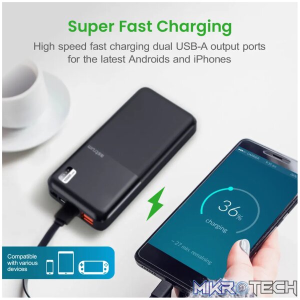PB105 Dual USB Ultra Slim Fast Charge Power Bank 10000mAh - Image 3
