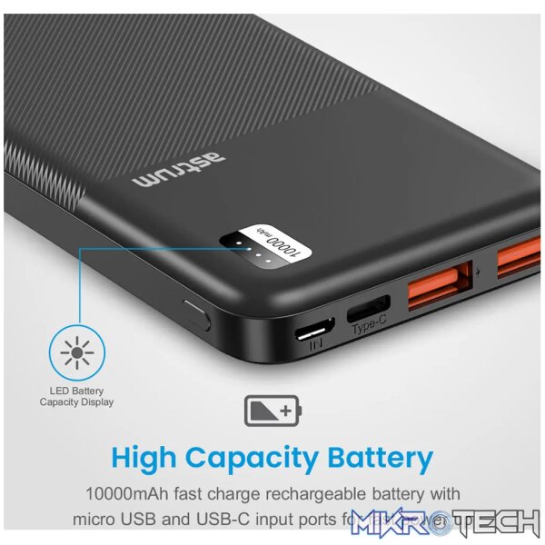 PB105 Dual USB Ultra Slim Fast Charge Power Bank 10000mAh - Image 4