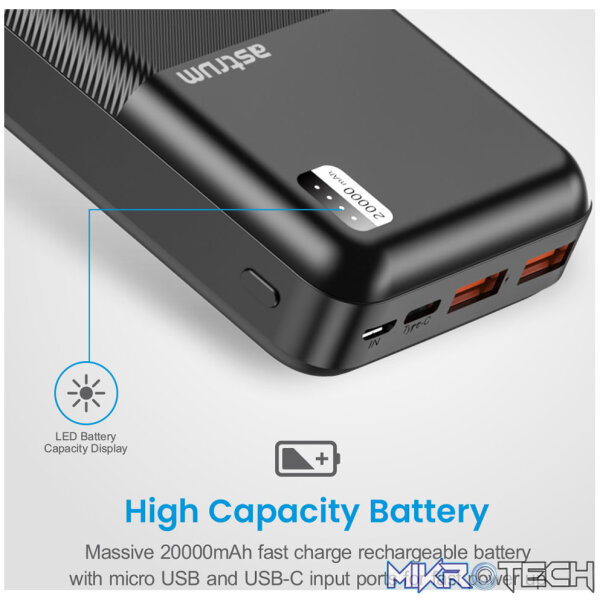 PB205 Dual USB Ultra Slim Fast Charge Power Bank 20000mAh 2.1A - Image 4