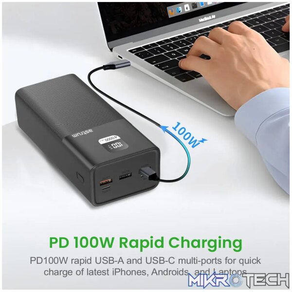 PB455 PD100W Fast Charge Power Bank for Laptop/Mobile 40000mAh 3A - Image 3