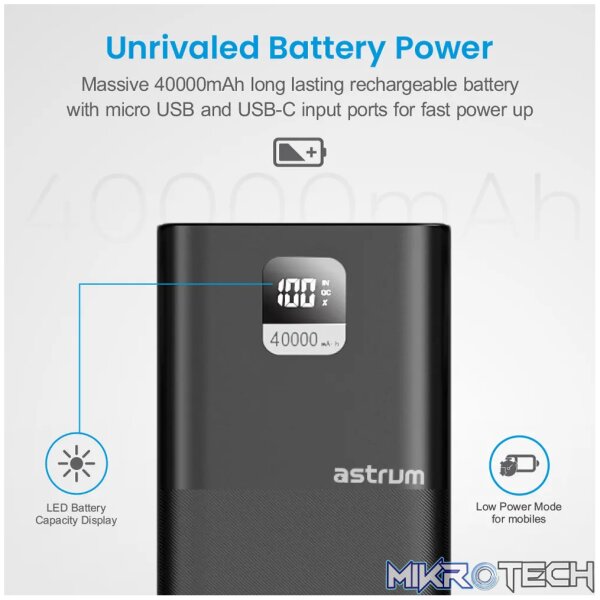 PB455 PD100W Fast Charge Power Bank for Laptop/Mobile 40000mAh 3A - Image 4