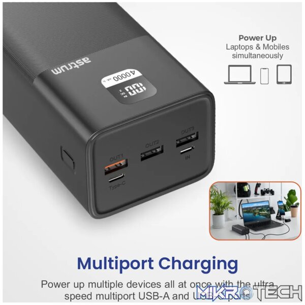 PB455 PD100W Fast Charge Power Bank for Laptop/Mobile 40000mAh 3A - Image 5