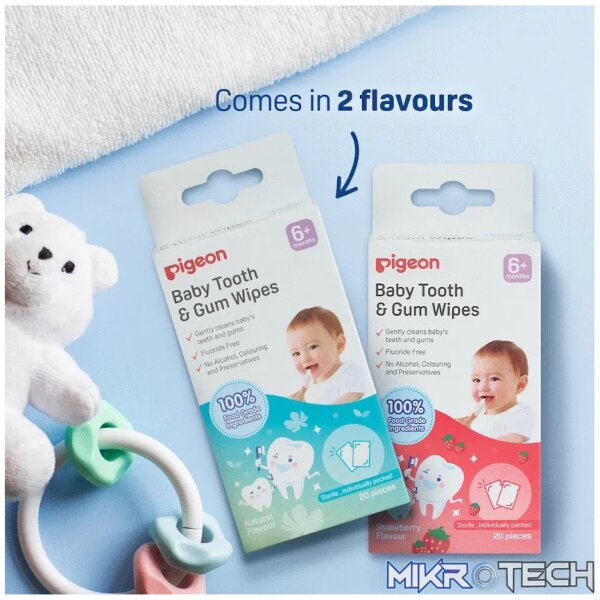 PIGEON BABY TOOTH & GUM WIPES STRAWBERRY 20S - Image 4