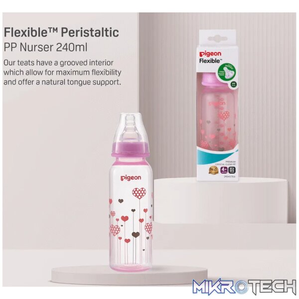 PIGEON FLEXIBLE BOTTLE STD NECK PINK 240ML - Image 5