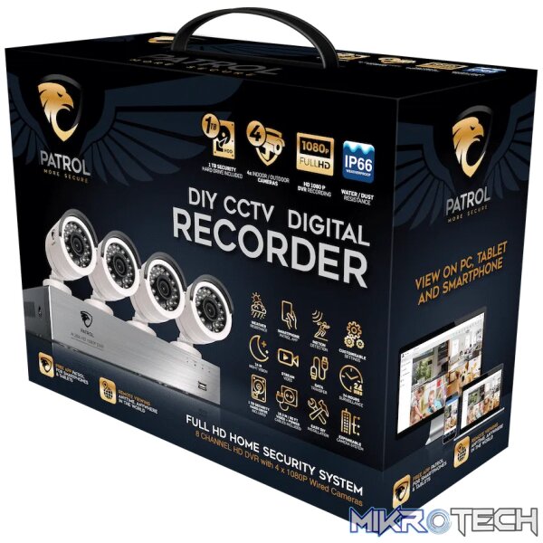 Patrol 8 Channel 4 x Bullet Cameras 1080p 1tb DVR Kit - Image 2