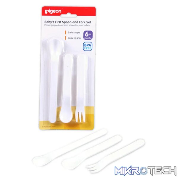 Pigeon - Baby's First Spoon & Fork Set 3 Piece Pigeon - Baby's First Spoon & Fork Set 3 Piece