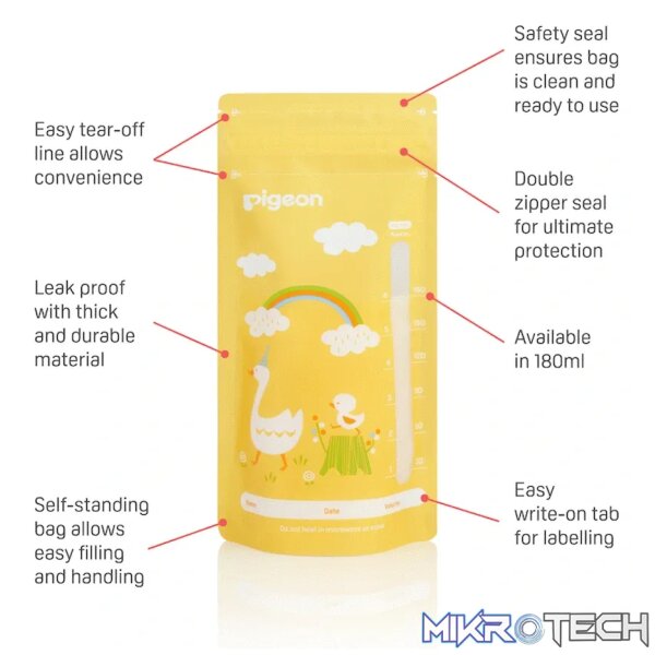 Pigeon - Breast Milk Storage Bag 180ml Animal Design - Image 3