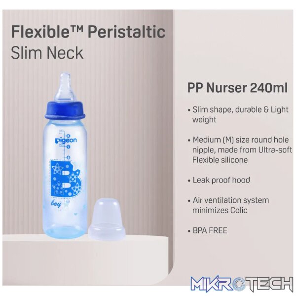 Pigeon Flexible Bottle Standard Neck - Blue 240ml - Image 4