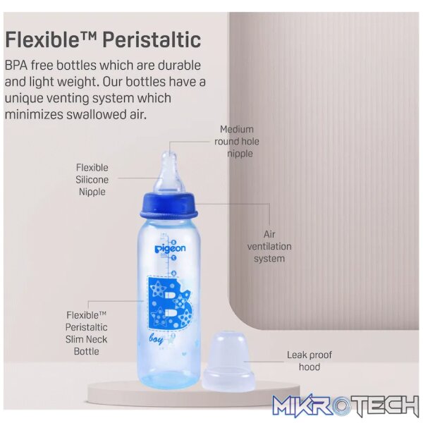 Pigeon Flexible Bottle Standard Neck - Blue 240ml - Image 6