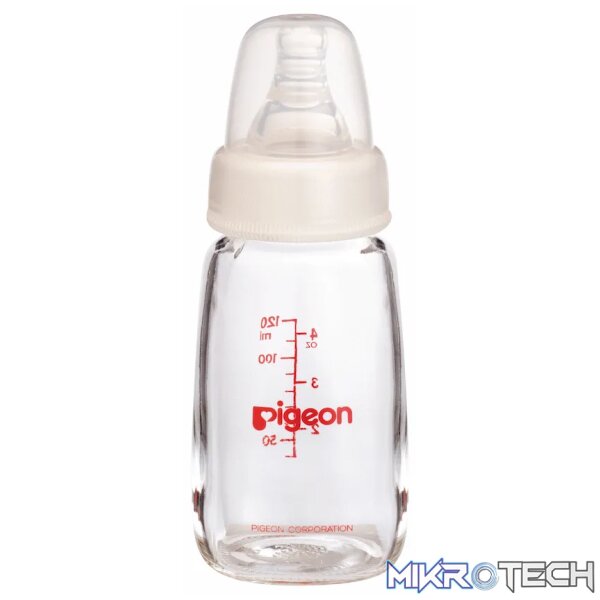 Pigeon Flexible Glass Bottle with Peristaltic Nipple 120ml Pigeon Flexible Glass Bottle with Peristaltic Nipple 120ml