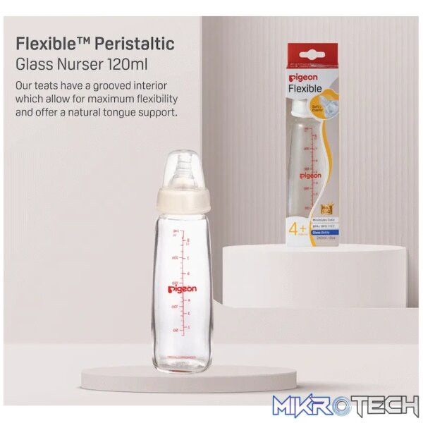 Pigeon Flexible Glass Bottle with Peristaltic Nipple 240ml - Image 5