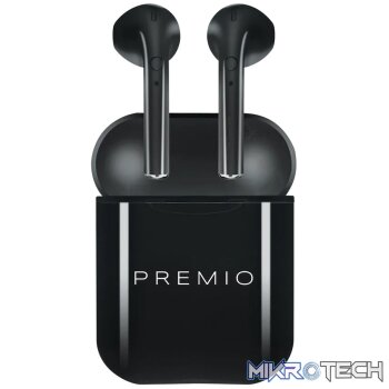 Premio V4 + Series TWS Earphones + Charging Case + Cover - Black with White Cover