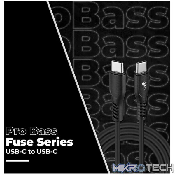 Pro Bass Fuse Series 1m Type-C to Type-C Cable - Black - Image 3