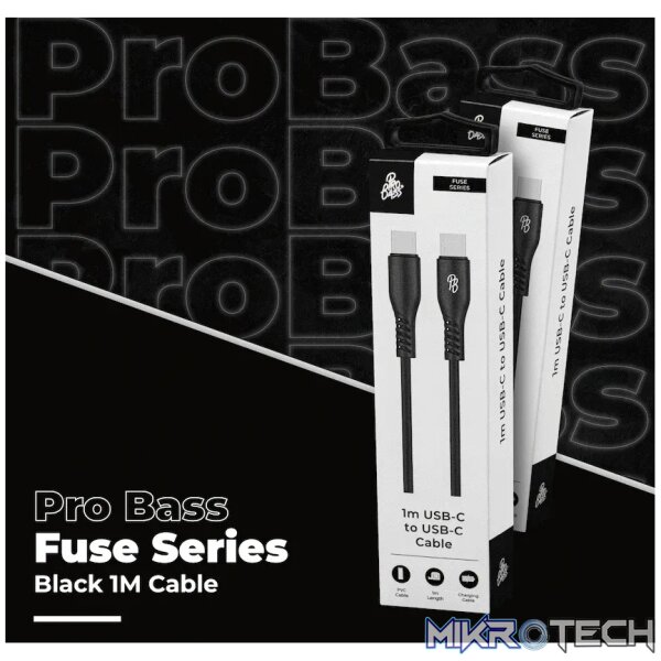 Pro Bass Fuse Series 1m Type-C to Type-C Cable - Black - Image 6