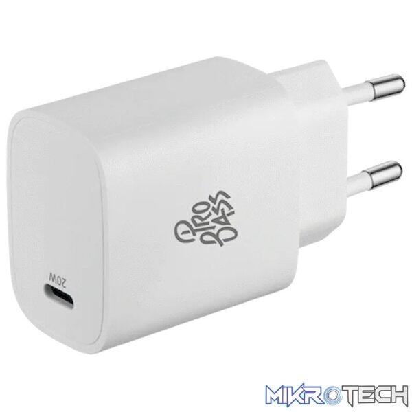 Pro Bass RapidCharge Series 20w Single Type-C Wall Charger - White Pro Bass RapidCharge Series 20w Single Type-C Wall Charger - White