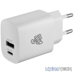 Pro Bass Rapidcharge Series 20w+18w Dual USB and Type-C Wall Charger - White