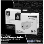 Pro Bass Rapidcharge Series 20w+18w Dual USB and Type-C Wall Charger - White - Image 6
