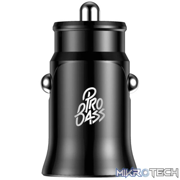 Pro Bass on the Go Dual USB + Type-C 12w Car Charger - Image 2