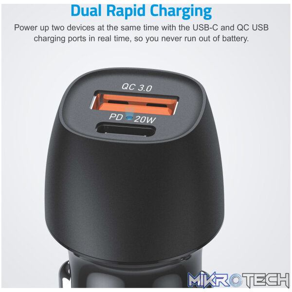 Pro Go PD20 20W USB-C PD 3A Dual USB Travel Car Charger - Image 2