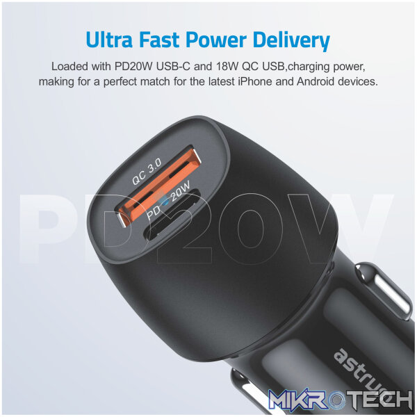 Pro Go PD20 20W USB-C PD 3A Dual USB Travel Car Charger - Image 4