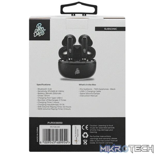 ProBass SubSonic TWS Earphone - Black - Image 11
