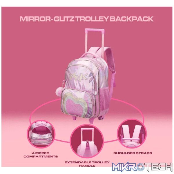 Quest Mirror-Glitz Trolley Backpack - Pink - Image 4