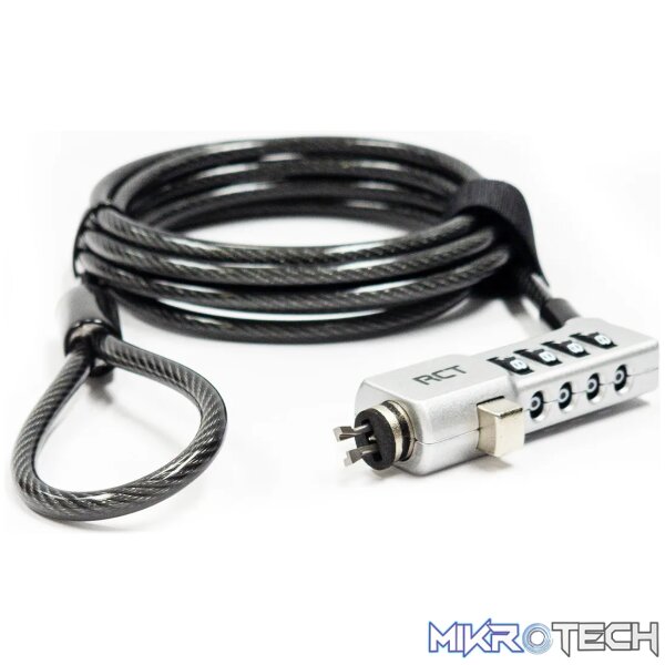 RCT 4 digit 3 in 1 notebook security lock; T-Bar; T-Bar Nano and Wedge Lock Slot Compatible;1.8m - Image 3