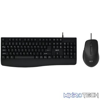 RCT K11 Wired Keyboard and RCT GM-193U wired optical mouse; spill-resistant; adjustable legs; Copilot AI Tool key