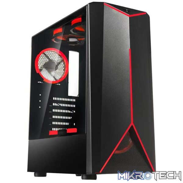 ROGUEWARE GT2 BLACK MAINSTREAM MID-TOWER TEMPERED GLASS GAMING CHASSIS - Image 2