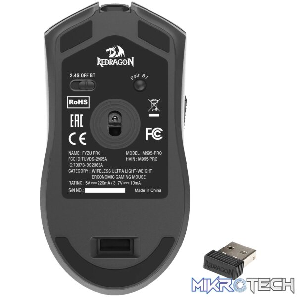 Redragon FYZU M995 PRO Wireless Gaming Mouse - Black - Image 3