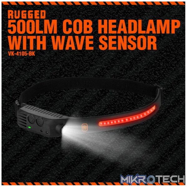 Rugged by Volkano 500lm COB Headlamp with Wave Sensor - Image 4