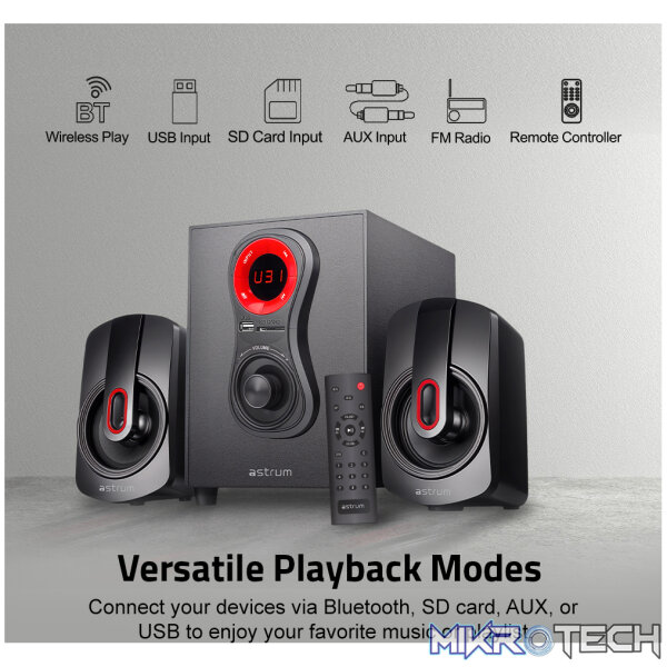 SM040 2.1CH 20W Multimedia Speaker, Bluetooth SD Card USB FM Remote - Image 4