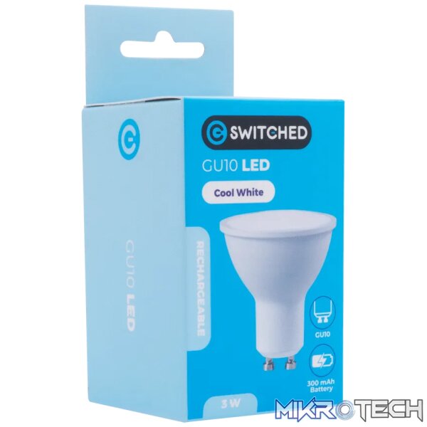 SWITCHED 3W GU10 Rechargeable LED Light Bulb - CW - Image 4