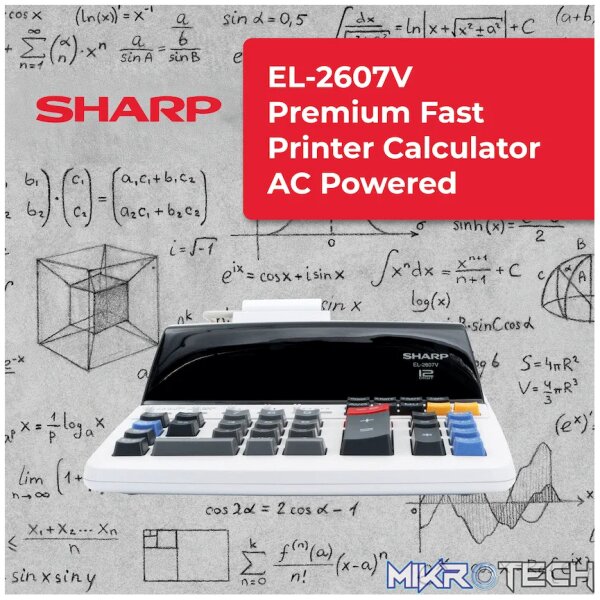 Sharp EL-2607V Premium Fast Printer Calculator AC Powered - Image 2