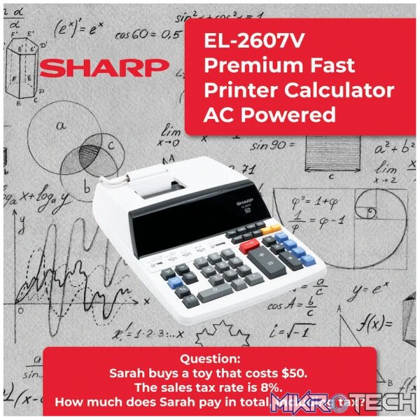 Sharp EL-2607V Premium Fast Printer Calculator AC Powered - Image 6