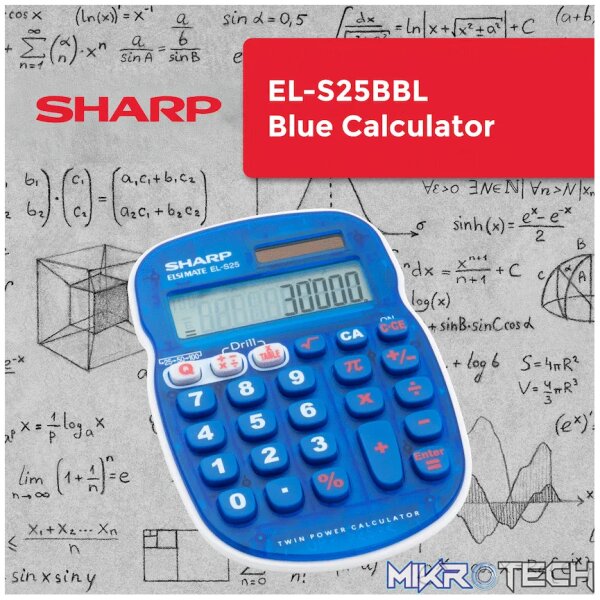 Sharp EL-S25 Calculator - Blue - Blister - Image 2