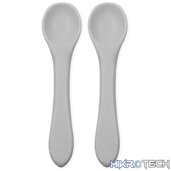 Silicone Feeding Spoons 2-Pack - Stone Silicone Feeding Spoons 2-Pack - Stone