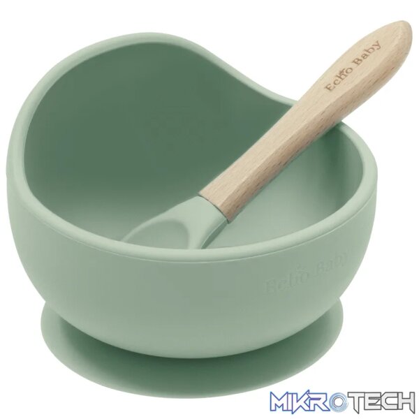 Silicone Suction Bowl and Spoon Set - Sage Silicone Suction Bowl and Spoon Set - Sage