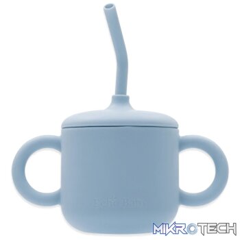 Silicone Training Cup with Straw - Powder Blue