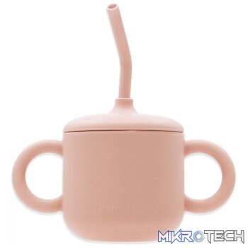 Silicone Training Cup with Straw - Rose
