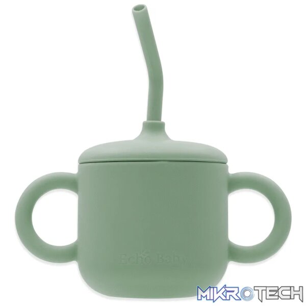 Silicone Training Cup with Straw - Sage Silicone Training Cup with Straw - Sage