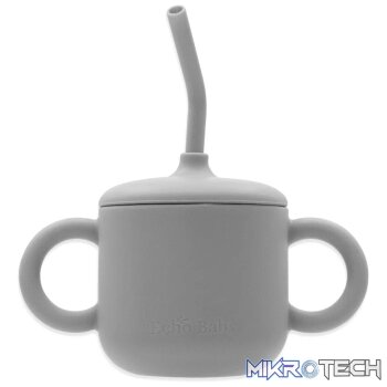 Silicone Training Cup with Straw - Stone