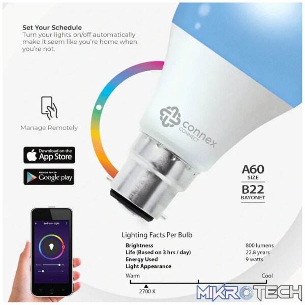 Smart Wi-Fi Bulb 6w LED RGB White - Bayonet - Image 4