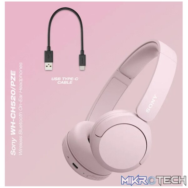 Sony WH-CH520 (Pink) Bluetooth On-Ear Headphones - Image 13