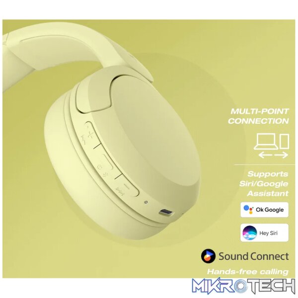 Sony WH-CH520 (Yellow) Bluetooth On-Ear Headphones - Image 11