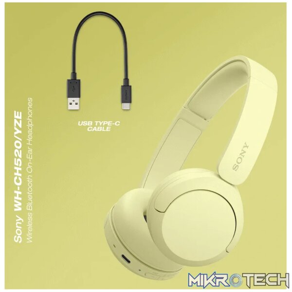 Sony WH-CH520 (Yellow) Bluetooth On-Ear Headphones - Image 12