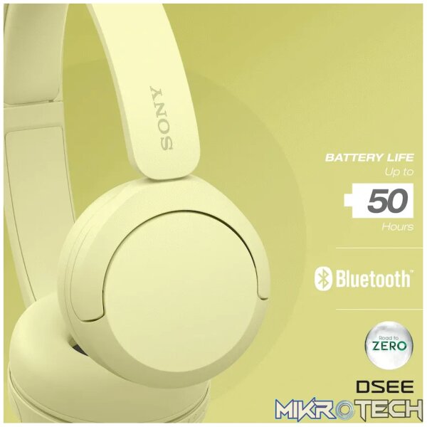 Sony WH-CH520 (Yellow) Bluetooth On-Ear Headphones - Image 8
