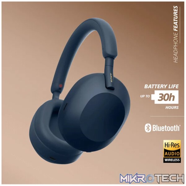 Sony WH1000XM5 (Blue) Noise-Cancelling BT Headphones - Image 4
