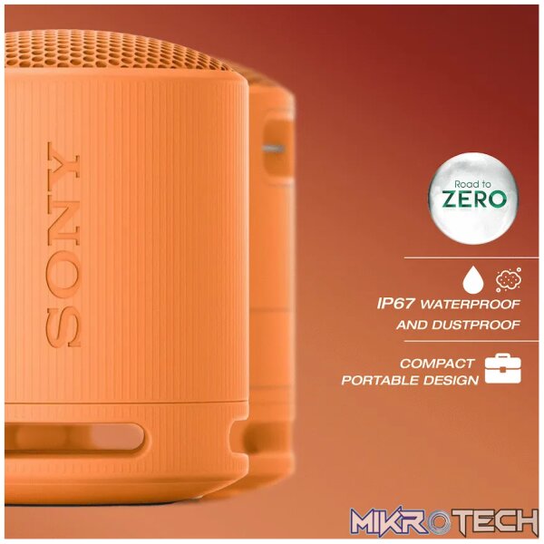Sony XB100 Portable Bluetooth Speak - Orange - Image 2