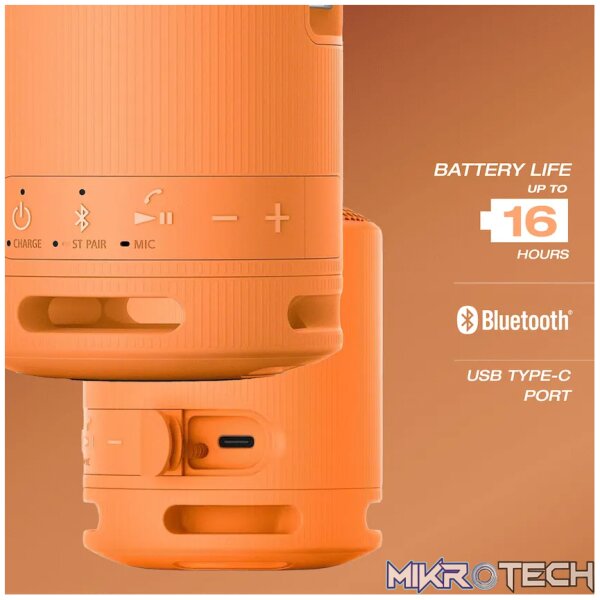 Sony XB100 Portable Bluetooth Speak - Orange - Image 3